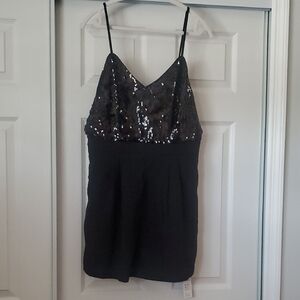Black Sequin Spaghetti Strap Dress